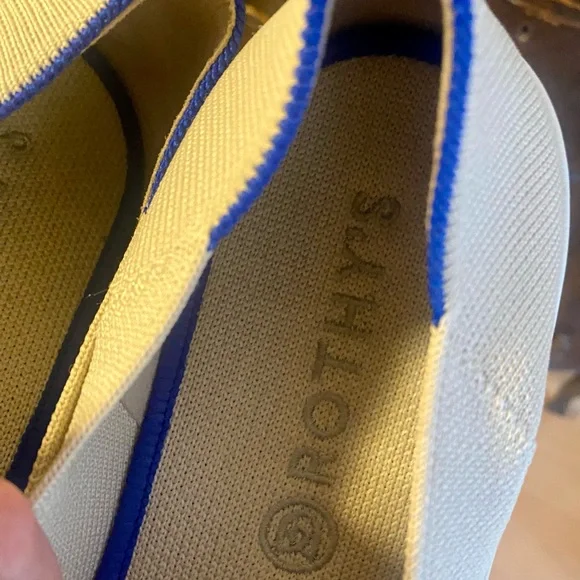 Rothy's Beige and Blue Slip-On Flats - Picture 2 of 3